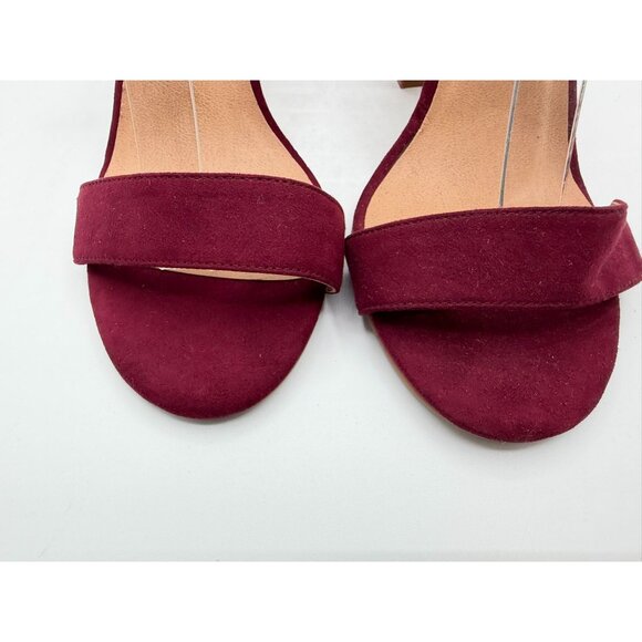 Torrid Pumps Womens Size 11WW Burgundy Two Strap Tapered Open Toe Heeled Sandals - Picture 5 of 16